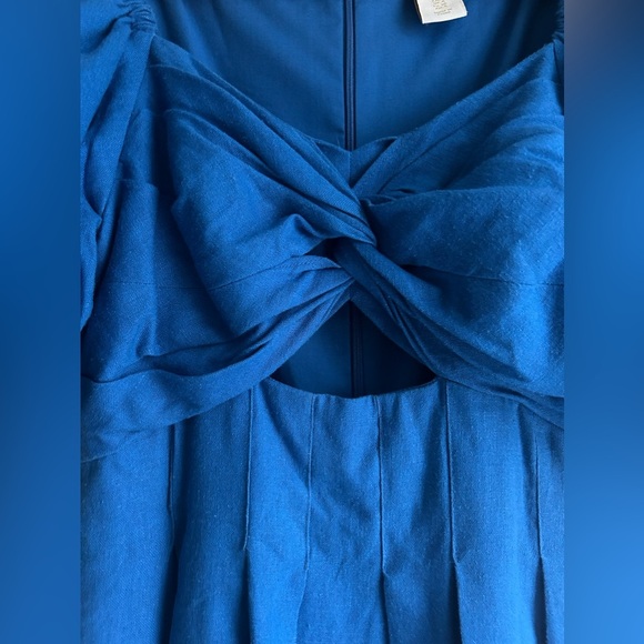 Revolve House of Harlow 1960 Blue Puff Sleeve Mini Pleated Dress - Size 0 - Picture 3 of 11
